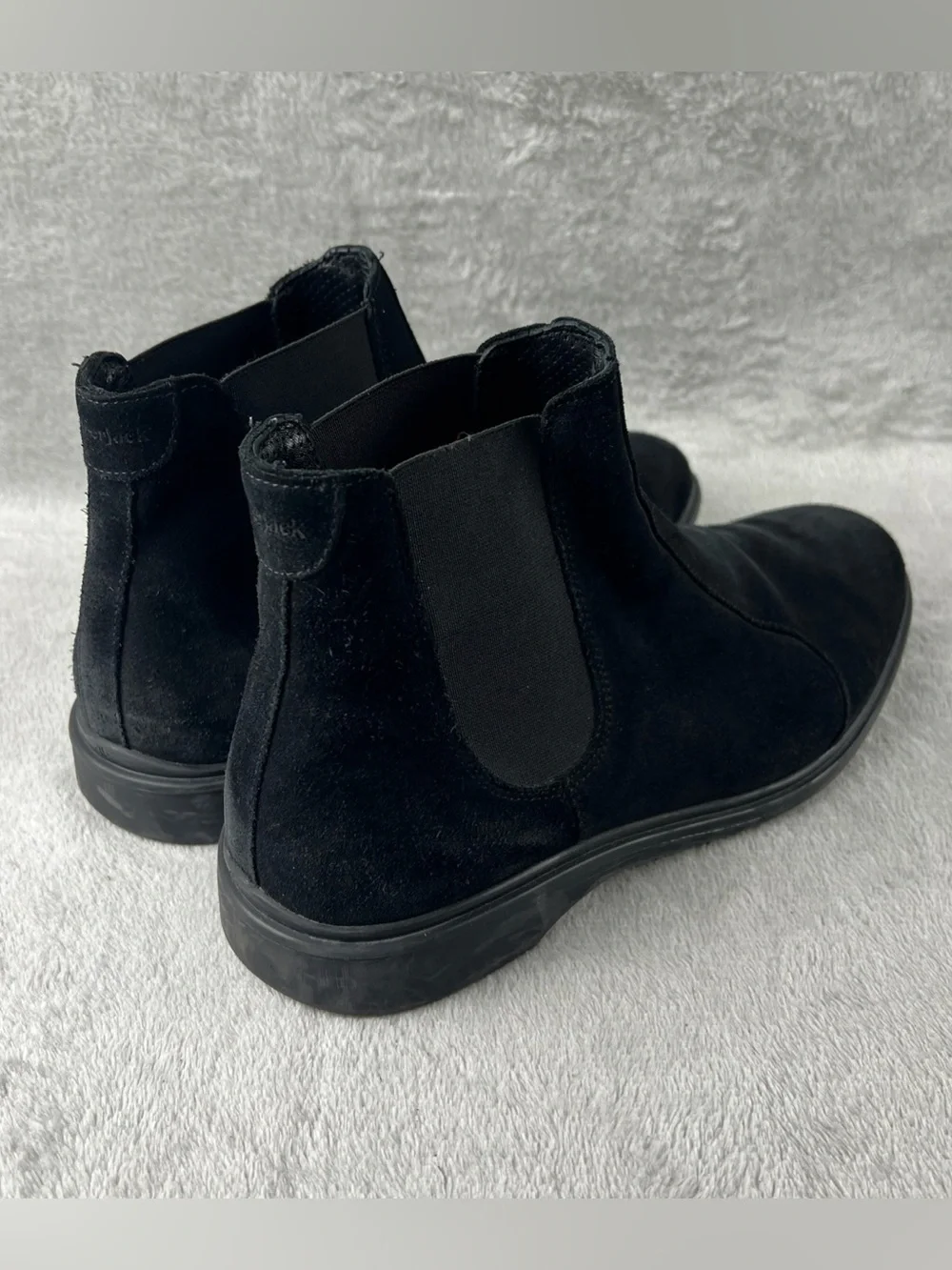 Amberjack Chelsea Boots Men's 10 M Black Suede Leather Ankle Stretch Comfort